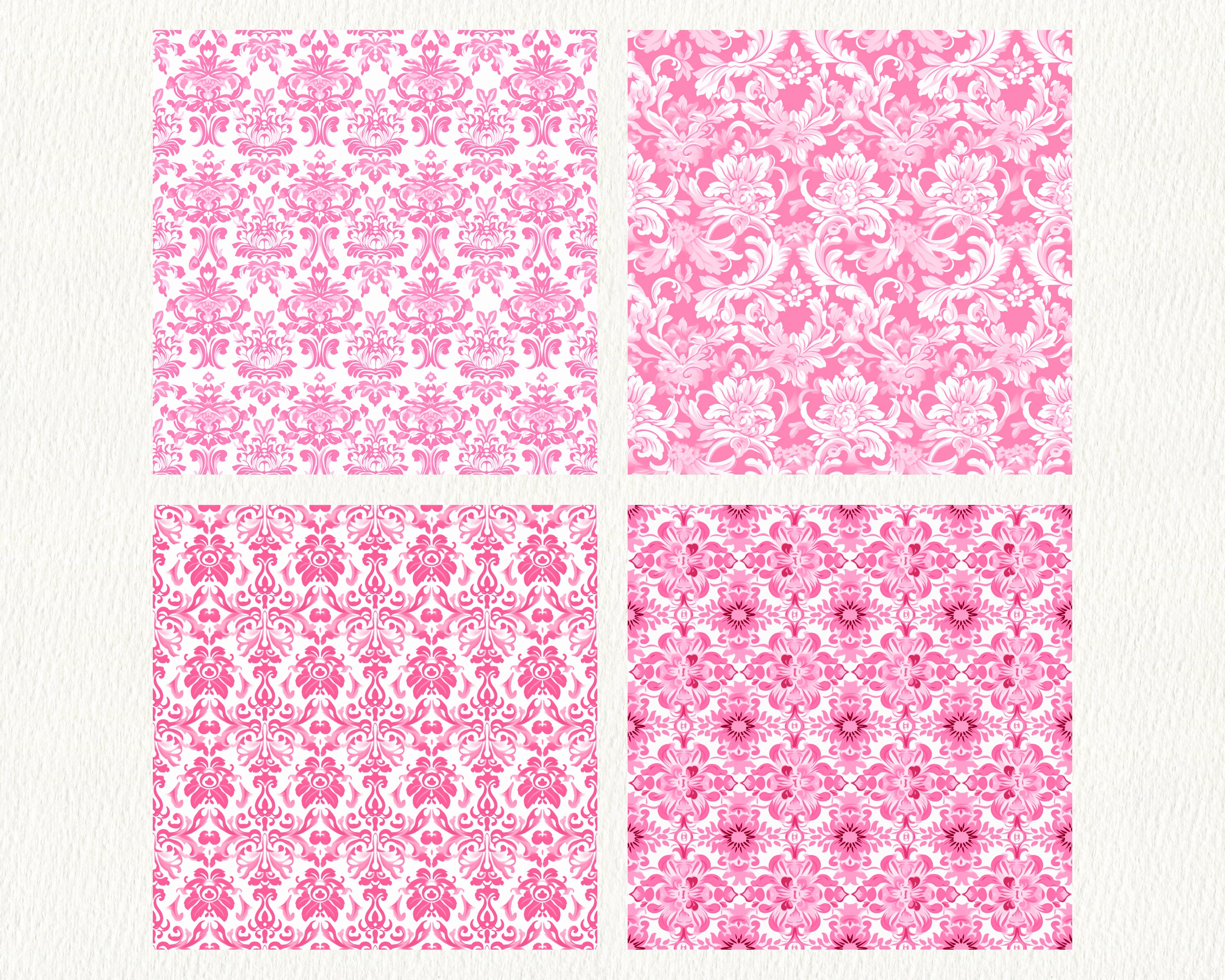 Pink Damask Pattern Seamless Digital Papers - Tile Patterns Printable ...