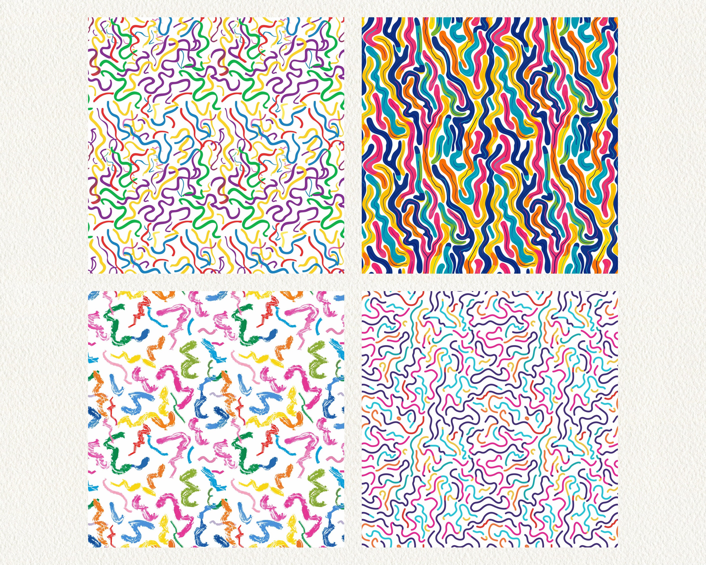 Crayon Squiggly Lines Pattern Seamless Digital Papers Printable ...