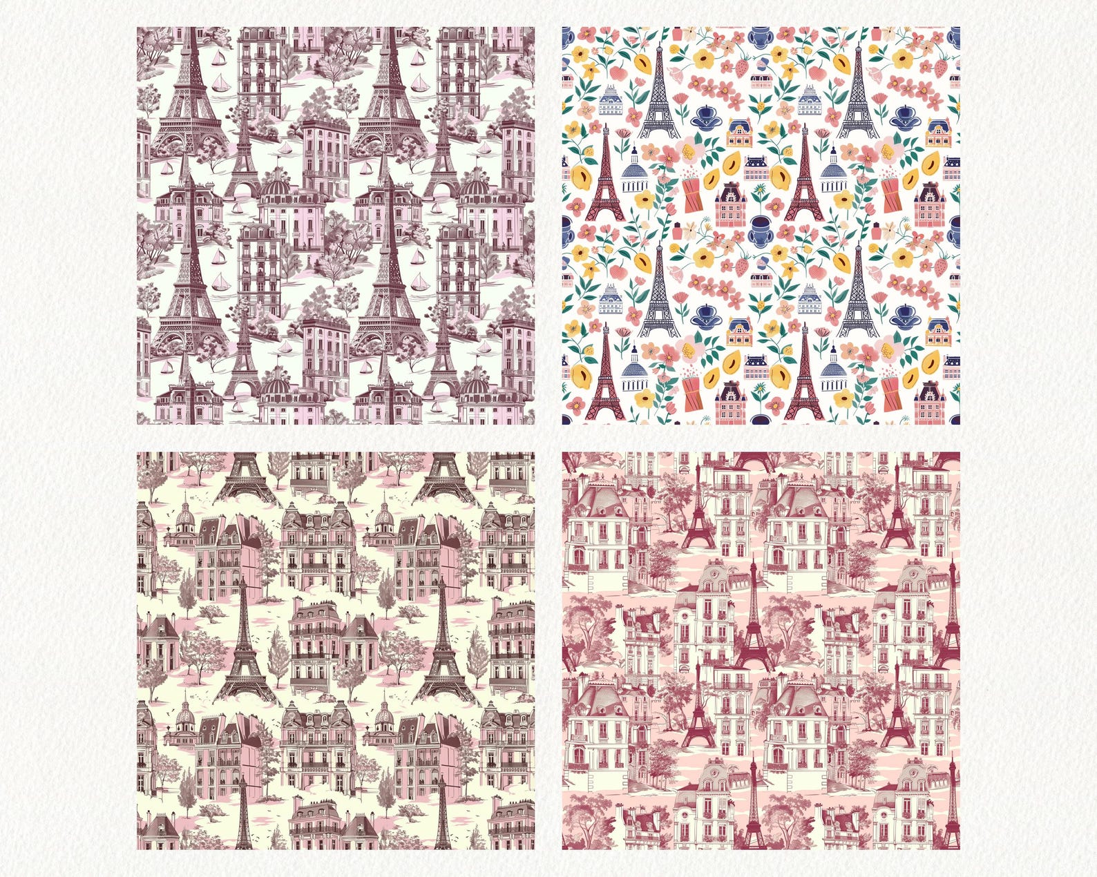 Parisian Motif Pattern Seamless Digital Papers - Printable Scrapbook ...