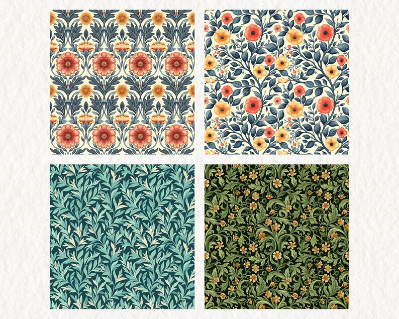 William Morris Wallpaper Pattern Seamless Digital Papers - printable scrapbook paper instant download, commercial use, 300dpi image 5