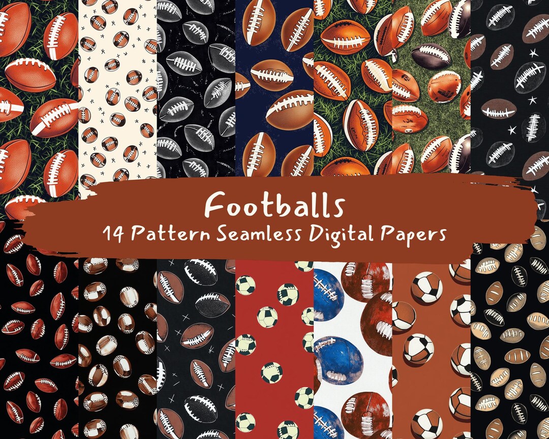 Mini Football Pattern Footballs Pattern Seamless Digital Papers - Printable Scrapbook Paper ...