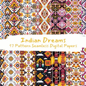 Indian Dreams Pattern Seamless Digital Papers - printable scrapbook paper instant download, commercial use, 300dpi