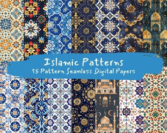 Islamic Pattern Seamless Digital Papers - printable scrapbook paper instant download, commercial use, 300dpi