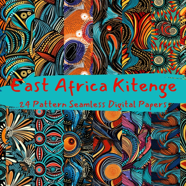 East Africa Kitenge Pattern Seamless Digital Papers - tile patterns printable scrapbook paper instant download for commercial use, 300dpi