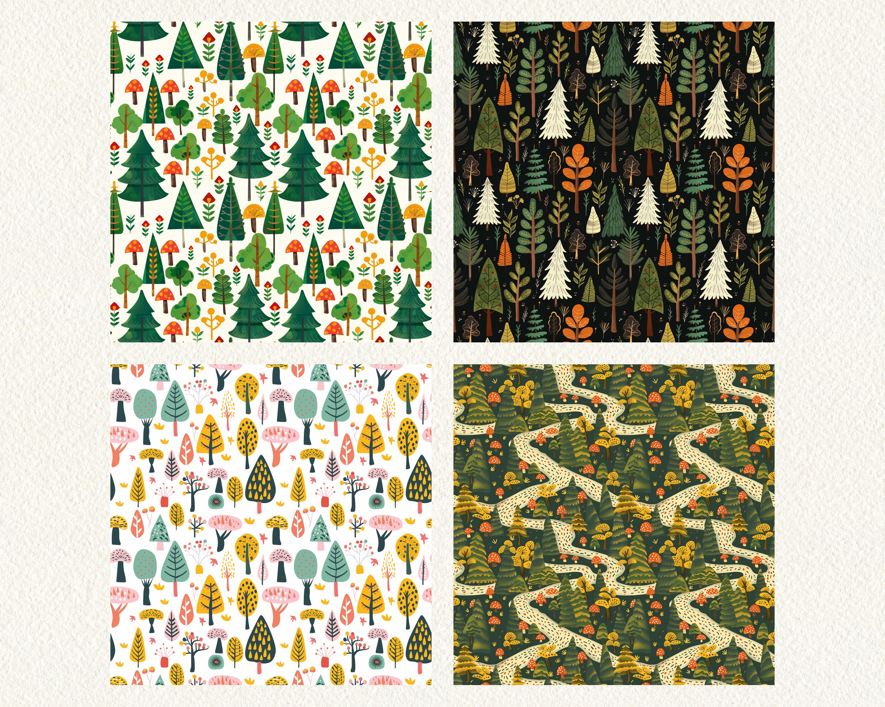 Overstep Walk Pattern Forest Walk Pattern Seamless Digital Papers - Printable Scrapbook Paper ...