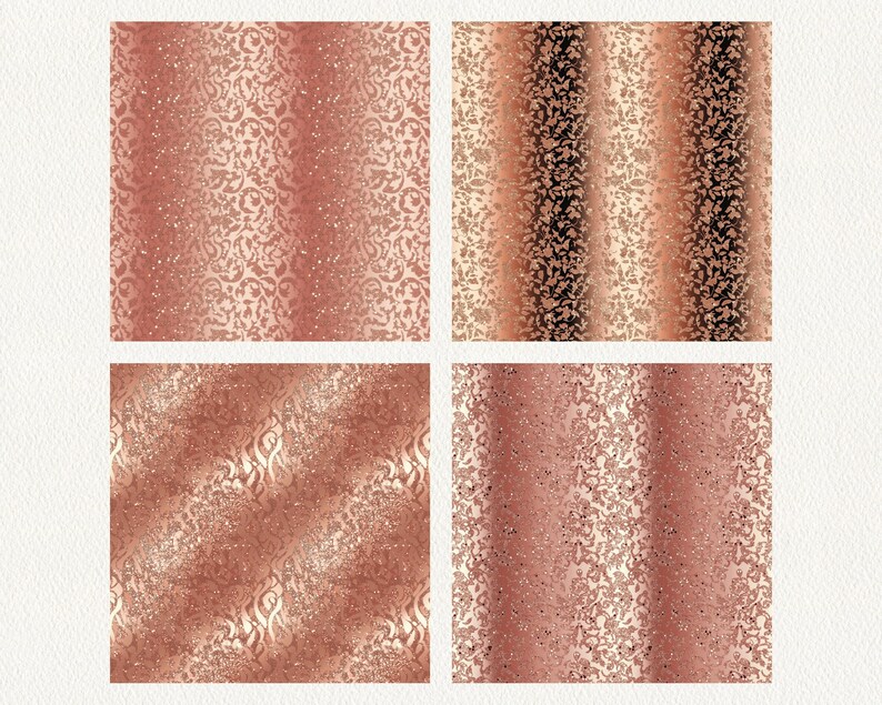 Metallic Rose Pattern Seamless Digital Papers Printable Scrapbook Paper