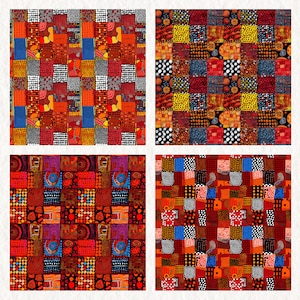 Patchwork Afro Pattern Seamless Digital Papers - printable scrapbook paper instant download, commercial use, 300dpi image 5