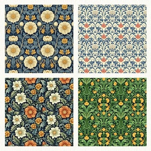 William Morris Wallpaper Pattern Seamless Digital Papers - printable scrapbook paper instant download, commercial use, 300dpi image 2