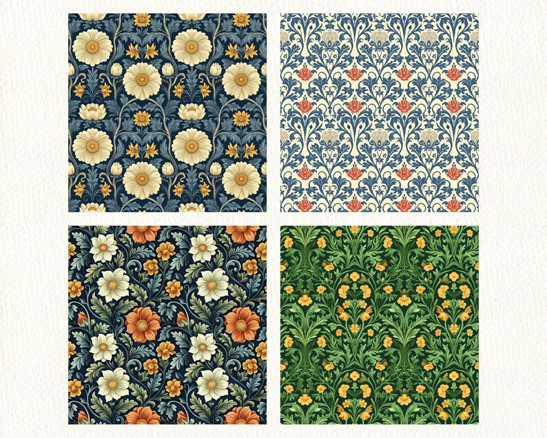 William Morris Wallpaper Pattern Seamless Digital Papers - printable scrapbook paper instant download, commercial use, 300dpi image 2