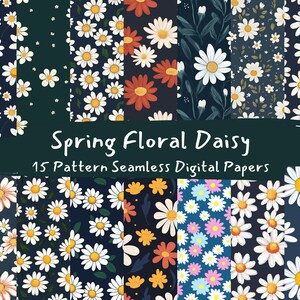 Spring Floral Daisy Pattern Seamless Digital Papers - Printable ...