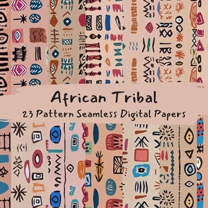 African Tribal Pattern Seamless Digital Papers - printable scrapbook paper png instant download commercial use 300dpi