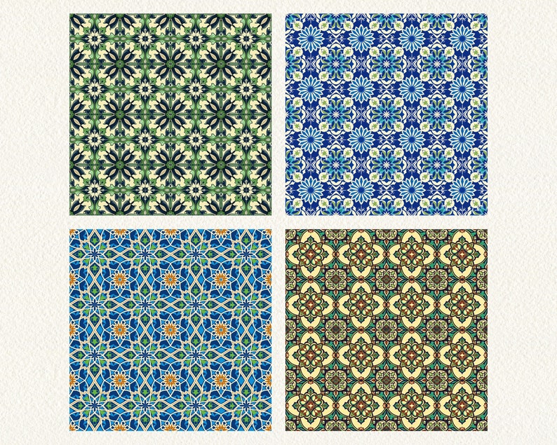 Moroccan Tile Pattern Seamless Digital Papers Printable Scrapbook Paper ...