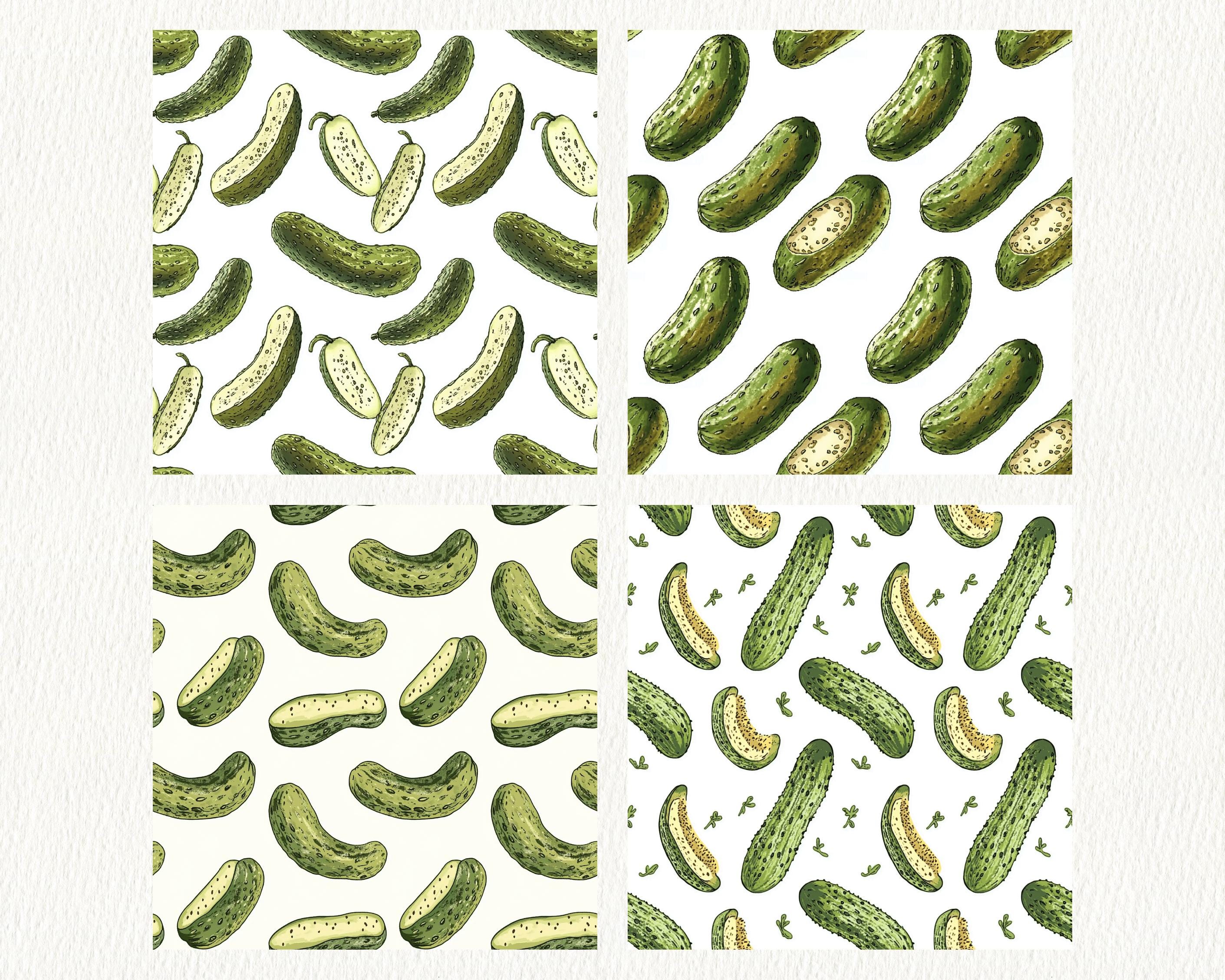 Hand Drawn Pickles Pattern Seamless Digital Papers - Printable ...