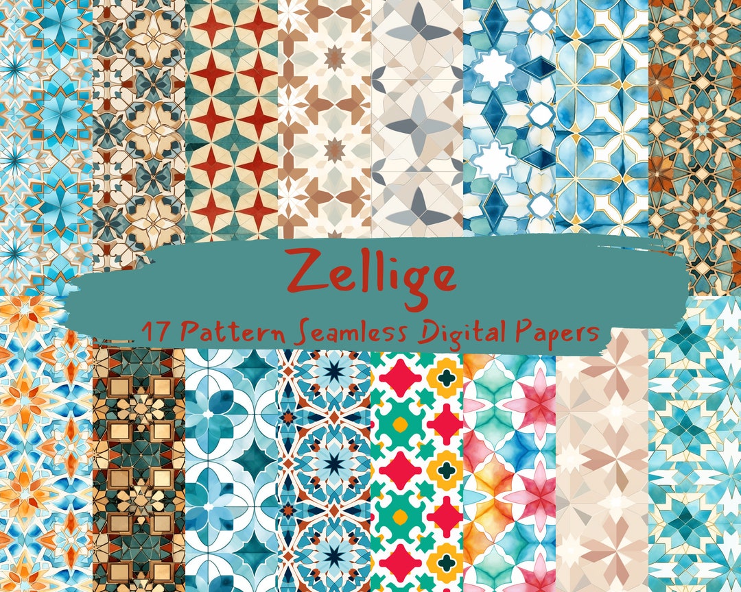 Zellige Pattern Seamless Digital Papers - Tile Patterns Printable ...