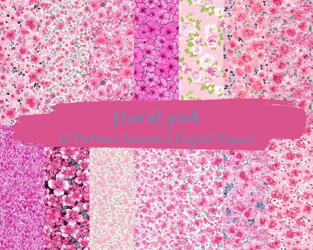 Pink Patterned Papper Floral Pink Pattern Seamless Digital Papers - Printable Scrapbook Paper ...