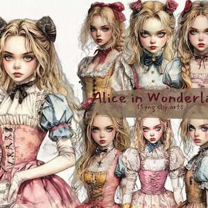 Alice in Wonderland printable clipart, png format, transparent background, instant download, commercial use, 300dpi