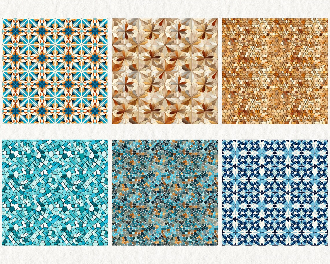 Mosaic Pattern Seamless Digital Paper Pack - Scrapbooking & Crafts ...