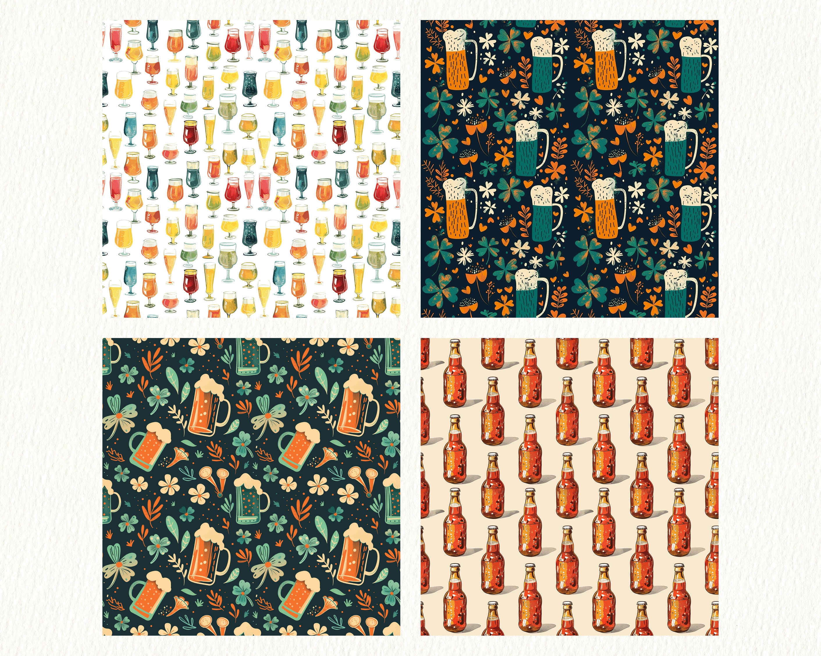 Summer Beer Pattern Seamless Digital Papers - Printable Scrapbook Paper ...