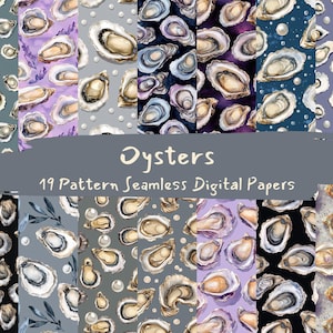 Oysters Pattern Seamless Digital Papers - printable scrapbook paper png instant download commercial use 300dpi
