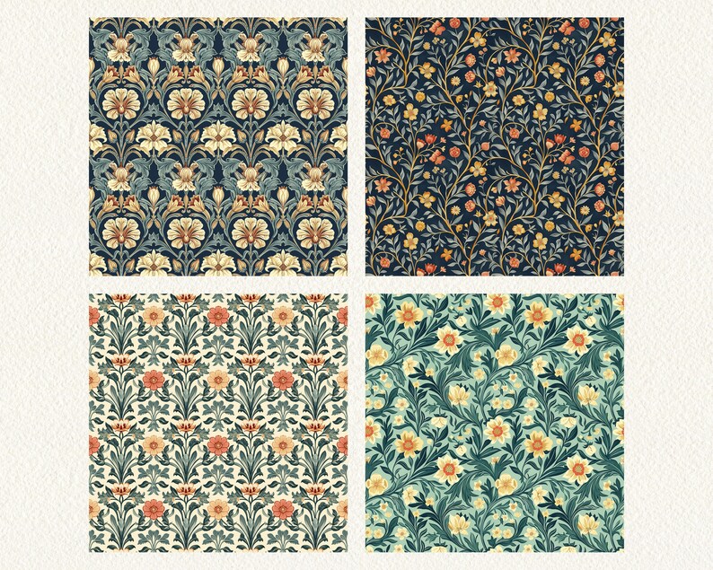 William Morris Wallpaper Pattern Seamless Digital Papers - printable scrapbook paper instant download, commercial use, 300dpi image 3
