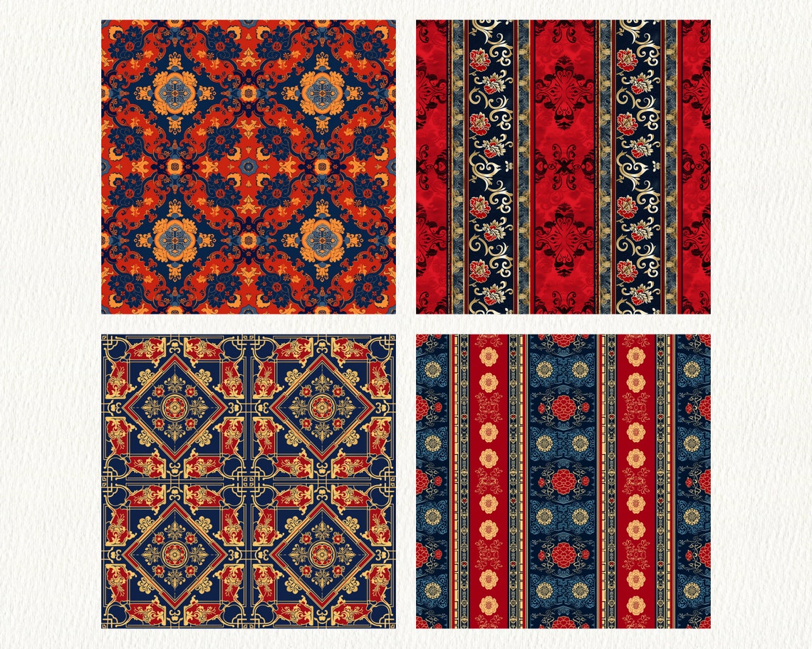 Luxury Chinese Pattern Seamless Digital Papers - Printable Scrapbook ...