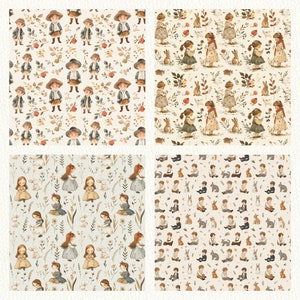 Beatrix Potter Girls Pattern Seamless Digital Papers - Printable ...