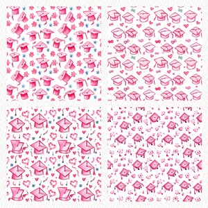 Pink Senior Grad Pattern Seamless Digital Papers - Printable Scrapbook ...