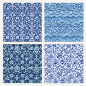 Light Blue Lace Pattern Computer French Blue Lace Pattern Seamless Digital Papers - Printable Scrapbook ...