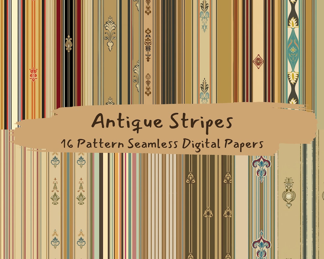 Antique Stripes Pattern Seamless Digital Papers - Printable Scrapbook ...