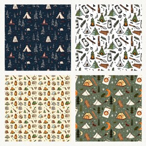 Camping Outdoor Pattern Seamless Digital Papers - printable scrapbook paper png instant download commercial use 300dpi image 2