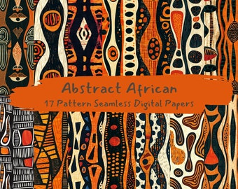 Abstract African Pattern Seamless Digital Papers - printable scrapbook paper png instant download commercial use 300dpi