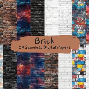 Brick Seamless Digital Papers - seamless tile patterns printable scrapbook paper instant download for commercial use, 3600x3600 pixels