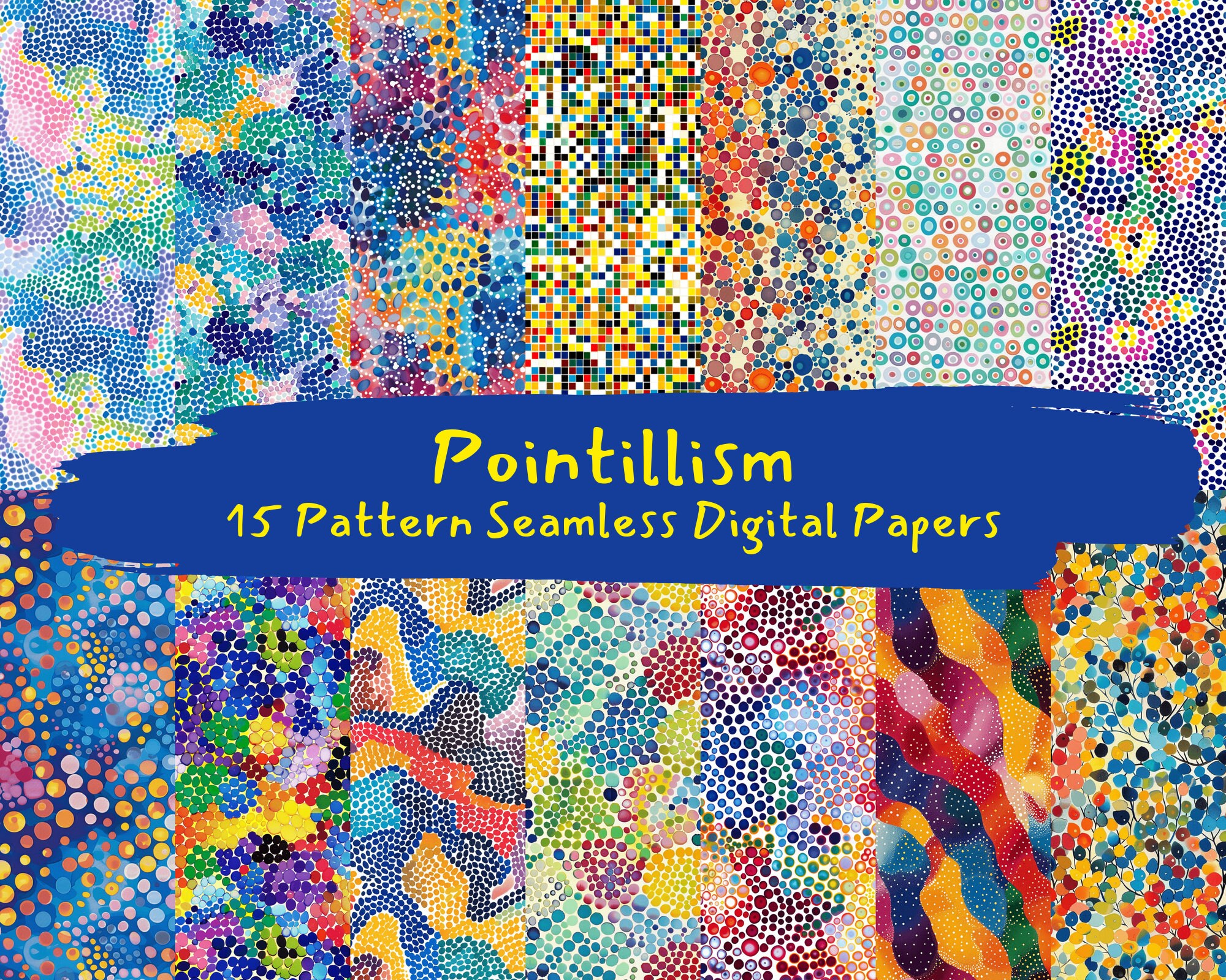 Pointillism Pattern Pointillism Pattern Seamless Digital Papers - Printable Scrapbook Paper ...