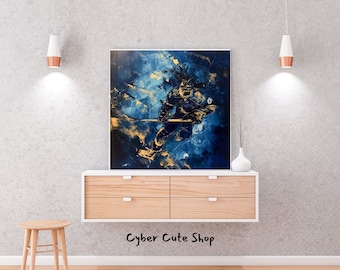 Ice Warrior Hockey Player Digital Art Printable, Stunning Wall Art for Sports Fans, Bold Instant Download Decor