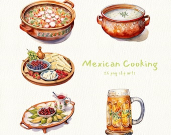 Mexican Cookware, digital printable clip art graphics in PNG format transparent instant download for commercial use