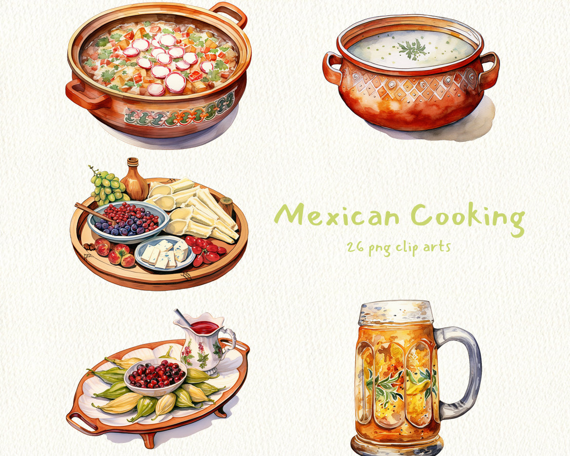 Mexican Cookware, Digital Printable Clip Art Graphics in PNG Format ...