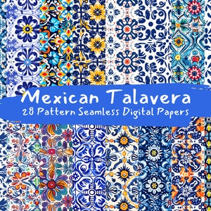 Mexikanisches Talavera Muster Nahtlose Digital Papiere - Fliesenmuster zum sofortigen Download für kommerzielle Nutzung, für den kommerziellen Gebrauch, 300dpi