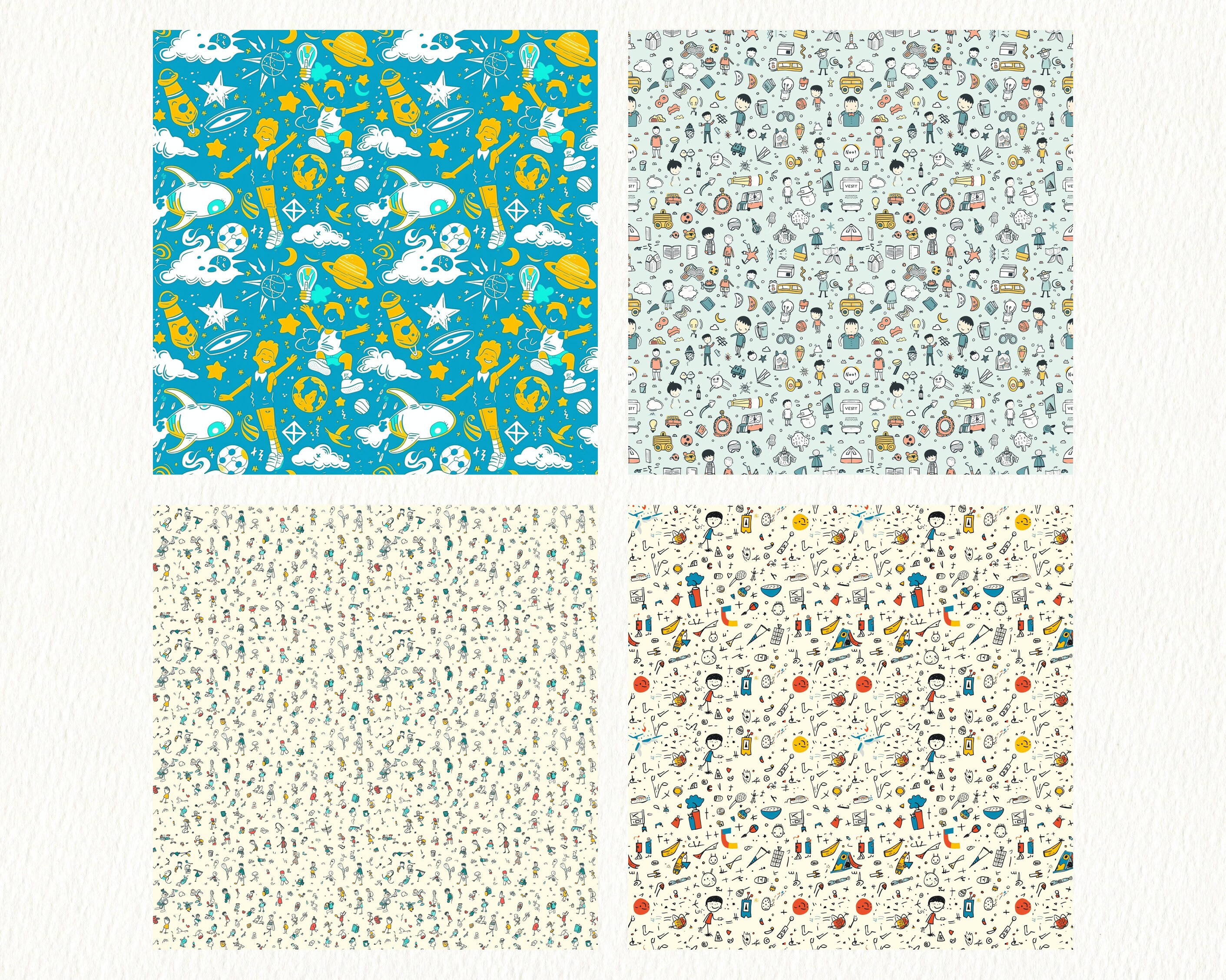 Tiny Doodle Pattern Seamless Digital Papers - Printable Scrapbook Paper ...