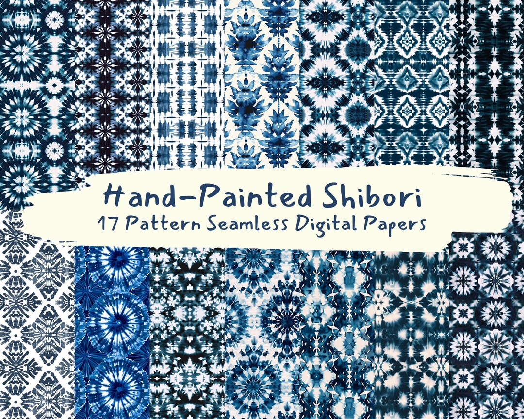 Shinori Pattern Hand-painted Shibori Pattern Seamless Digital Papers - Printable ...