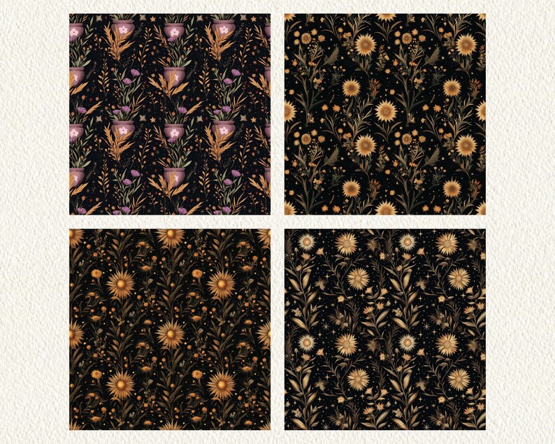Witchy Celestial Pattern Seamless Digital Papers - Printable Scrapbook ...