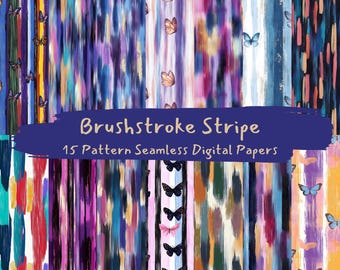 Pinselstrich Streifen Muster Nahtlose Digital Papiere - printable Scrapbook Papier png Sofortiger Download Kommerzielle Nutzung 300dpi