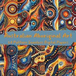 Padrão de arte aborígene australiana, papéis digitais sem costura - papel para scrapbook para impressão, download instantâneo, uso comercial, 300 dpi