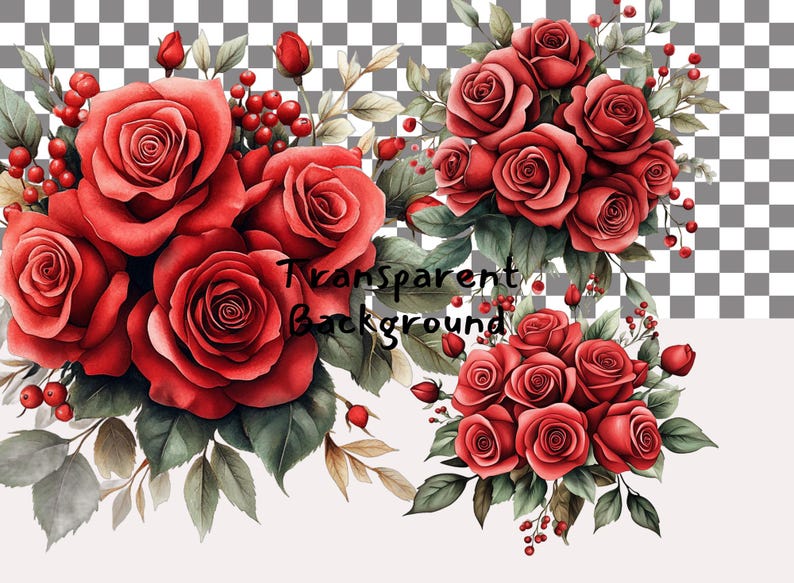 Red Rose Printable Clipart, Png Format, Transparent Background, Instant ...