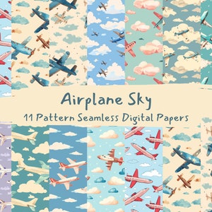 Flygplanshimmelmönster sömlösa digitala papper - utskrivbart scrapbookpapper png direktnedladdning kommersiellt bruk 300 dpi