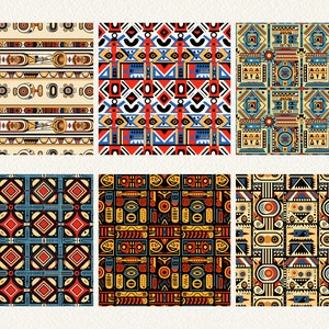 South Africa Ndebele Pattern Seamless Digital Papers tile patterns printable scrapbook paper instant download for commercial use, 300dpi image 5
