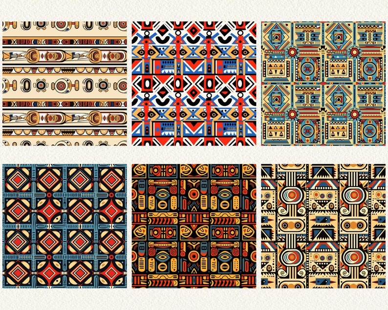South Africa Ndebele Pattern Seamless Digital Papers tile patterns printable scrapbook paper instant download for commercial use, 300dpi image 5