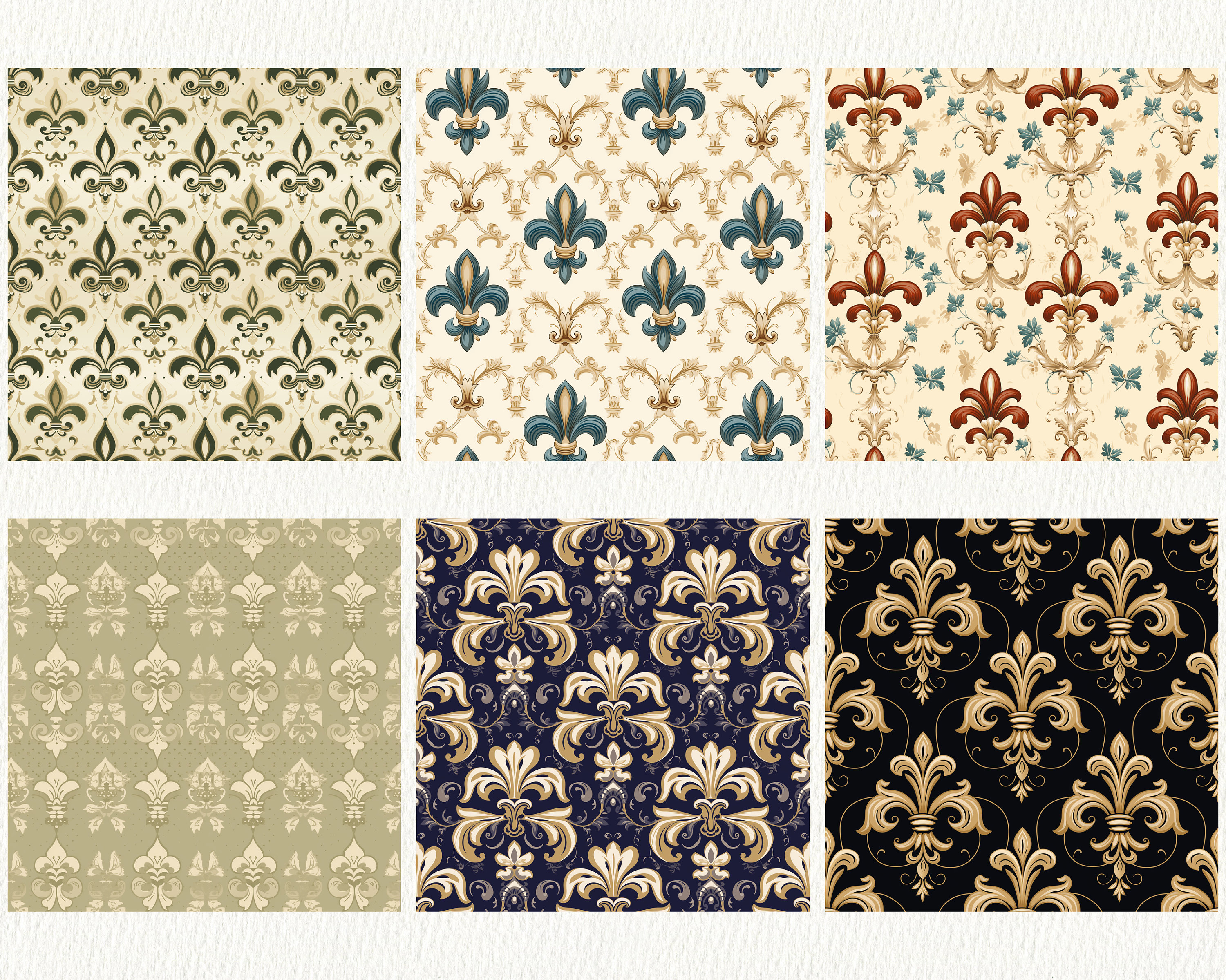 French Pattern Designs Fleur De Lis Pattern Seamless Digital Papers Tile Patterns Printable ...