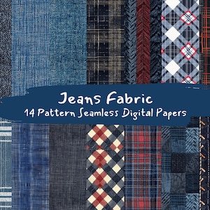 Jeans Fabric Pattern Seamless Digital Papers - printable scrapbook paper instant download for commercial use, 300dpi