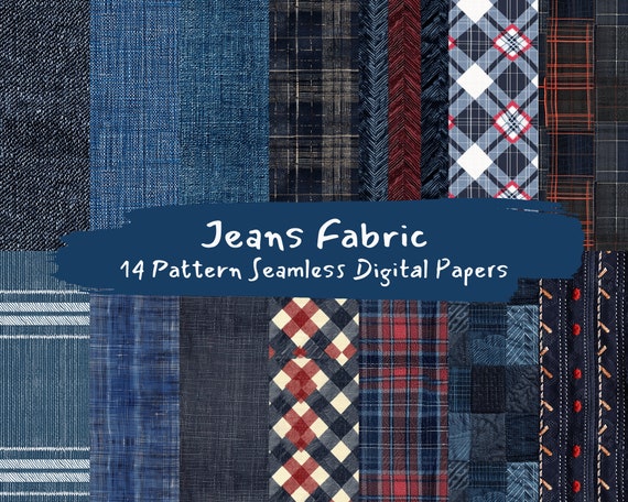 Jeans Fabric Pattern Seamless Digital Papers Printable Scrapbook
