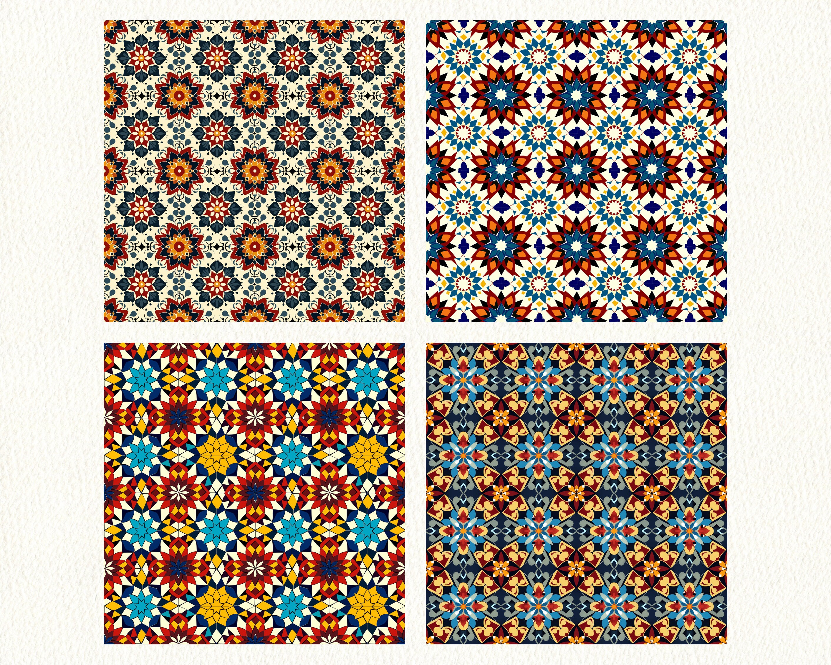 Mandala Mosaic Pattern Seamless Digital Papers - Printable Scrapbook ...